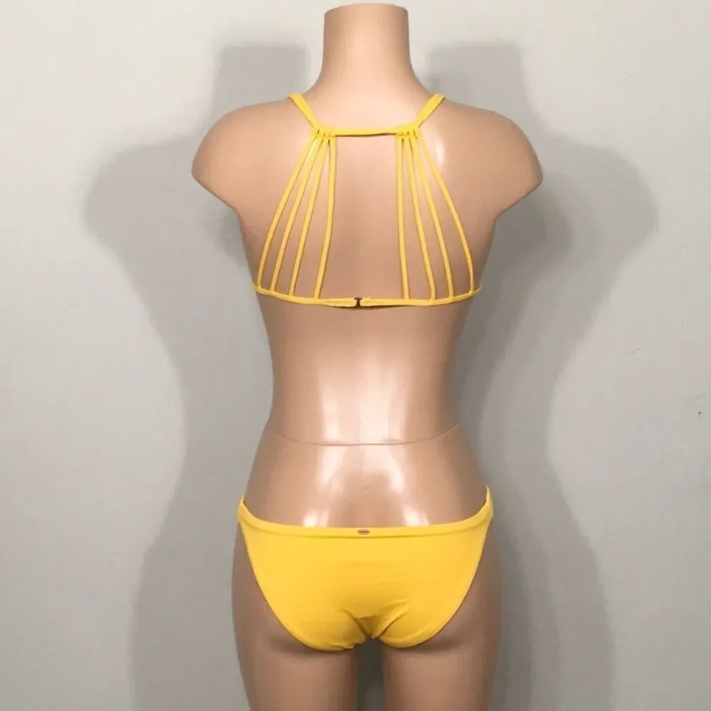 O’Neill golden yellow strappy bikini set. NWT